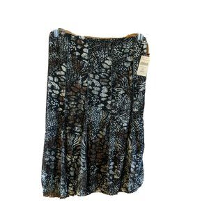 Coldwater Creek Size PXS 4 Skirt Lace Seamed Black Tan Animal Print